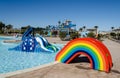 Water park, the hills for the youngest children in the form of a rainbow